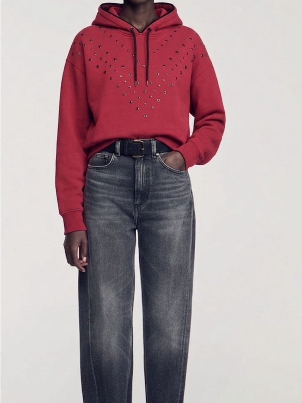 Sandro Women's Hoodie Embellished with Studs